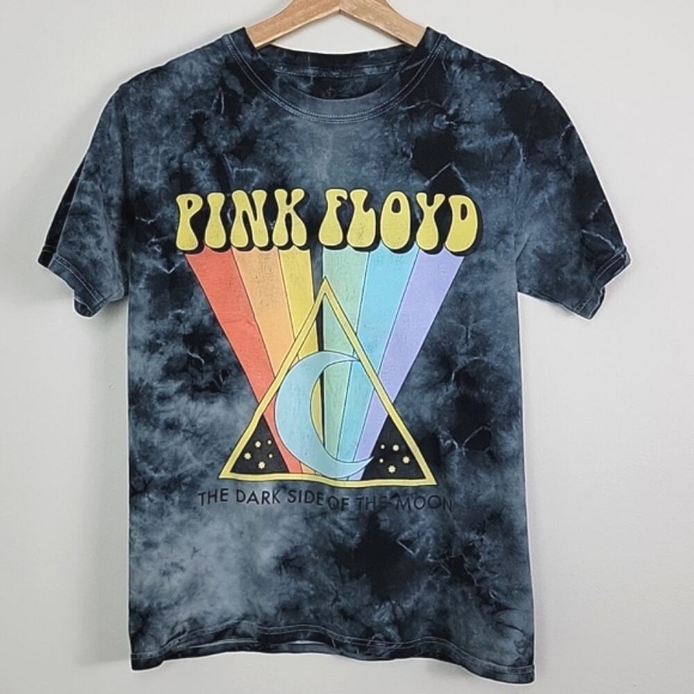 Pink Floyd Dark Side of the Moon Tie Died Gray Graphic T-Shirt Men's Small‎